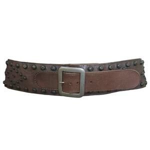 RALPH LAUREN vtg studded wide brown western boho leather statement belt Size M
